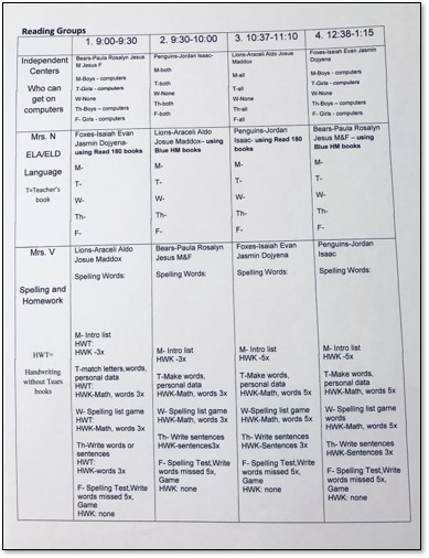 Reading groups lesson plan page from teacher planner